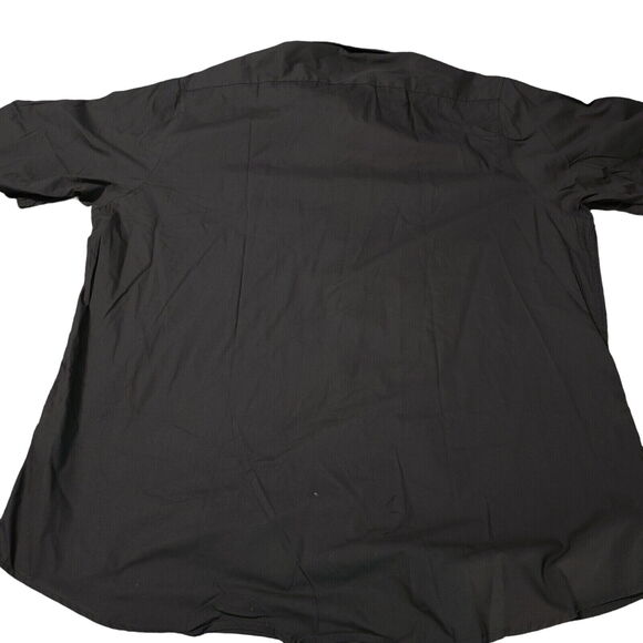 NWT Galaxy Mens Button Up Shirt Black Size 2XL Short Sleeve Black Slim Fit Point - Picture 2 of 12